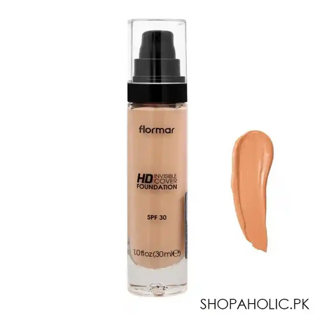 flormar invisible coverage hd foundation, 90 golden neutral 30ml main image