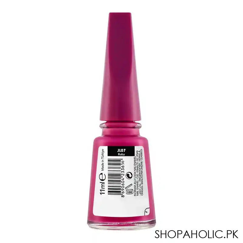 Flormar Jelly Look Nail Enamel, JL07 Ruby, 11ml - Image 2