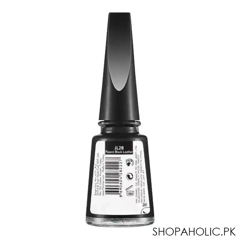 flormar jelly look nail enamel, jl28, patent black leather, 11ml image2