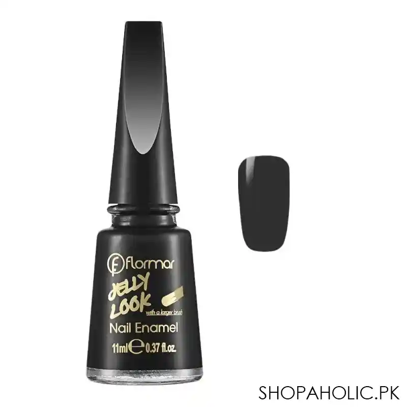 flormar jelly look nail enamel, jl28, patent black leather, 11ml main image