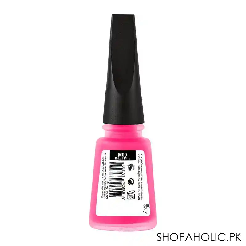Flormar Matte Nail Enamel, M09 Bright Pink, 11ml - Image 2