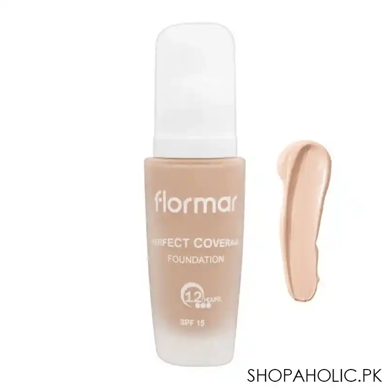 flormar perfect coverage foundation, 105 porcelain ivory, 30ml main image