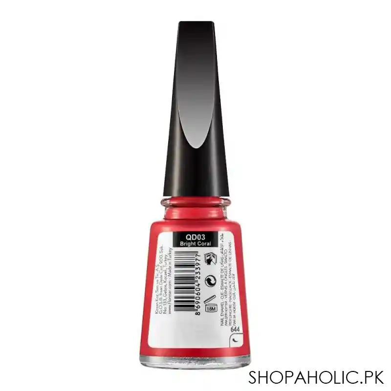 flormar quick dry 60 nail enamel, bright coral, 11ml, qd03 image2