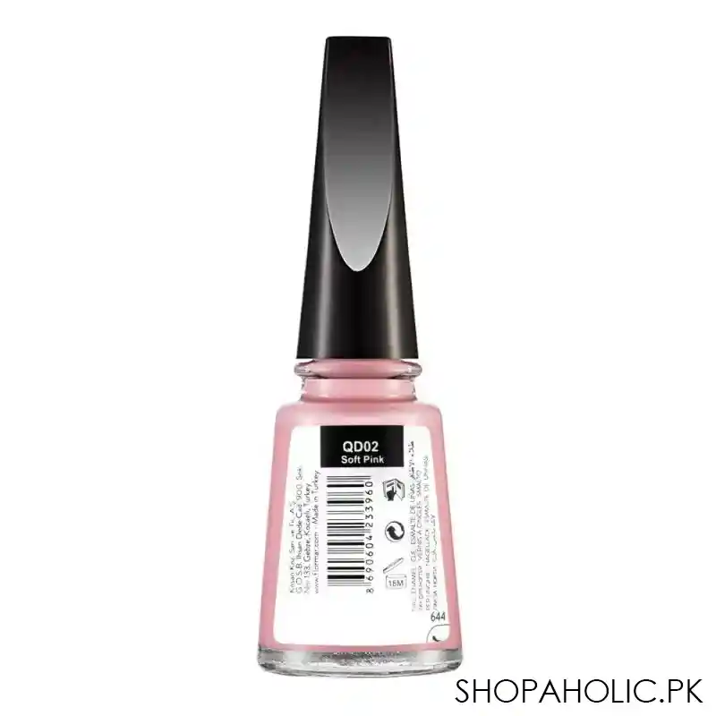 flormar quick dry 60 nail enamel, soft pink, 11ml, qd02 image2