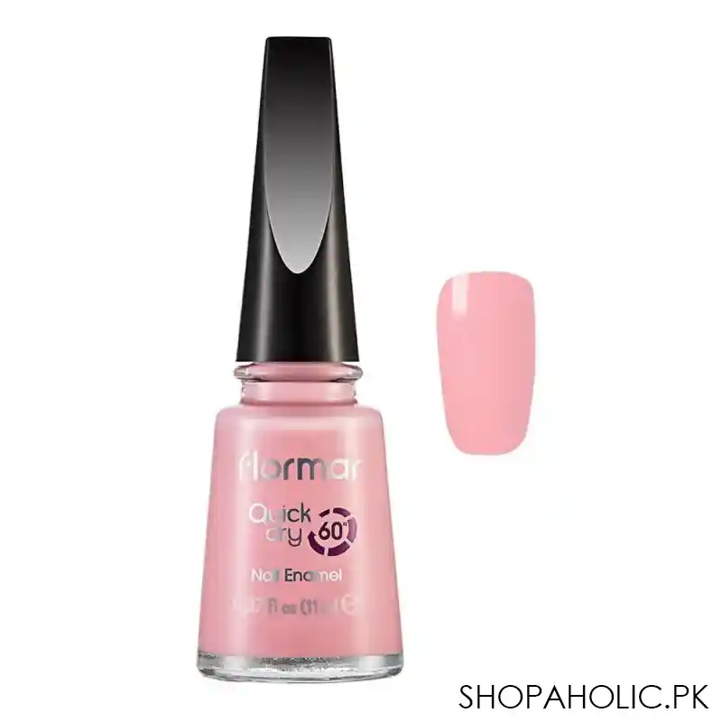 flormar quick dry 60 nail enamel, soft pink, 11ml, qd02 main image
