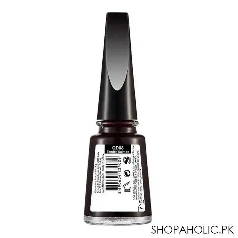 flormar quick dry 60 nail enamel, tender salmon, 11ml, qd08 image2