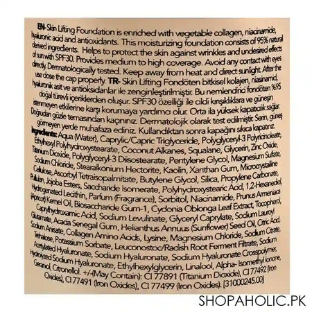 Flormar Skin Lifting Foundation SPF30, 100 Sand - Image 3