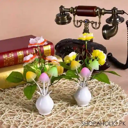 flower pot shaped mushroom led sensor night light image3