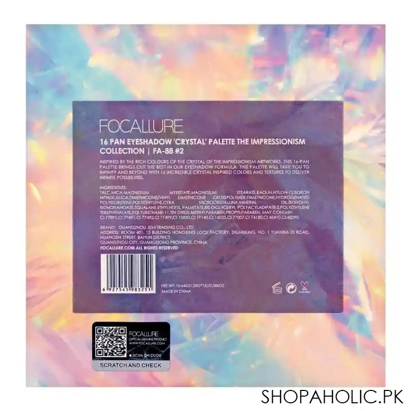 focallure 16 pan eyeshadow crystal palette the impressionism collection, 11136 2 image3