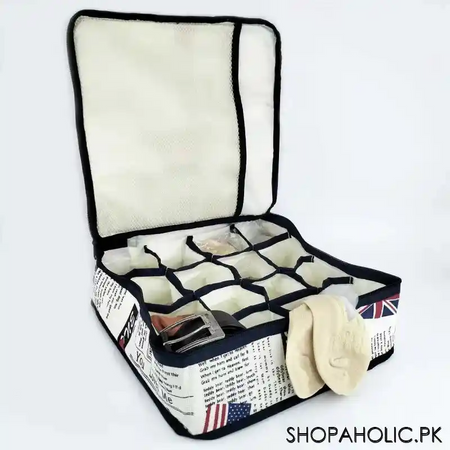 foldable 16 grid socks and belt organizer image2