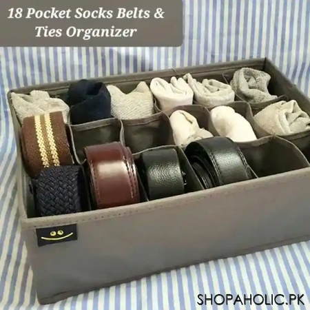 foldable 18 pockets socks belts organizer main image
