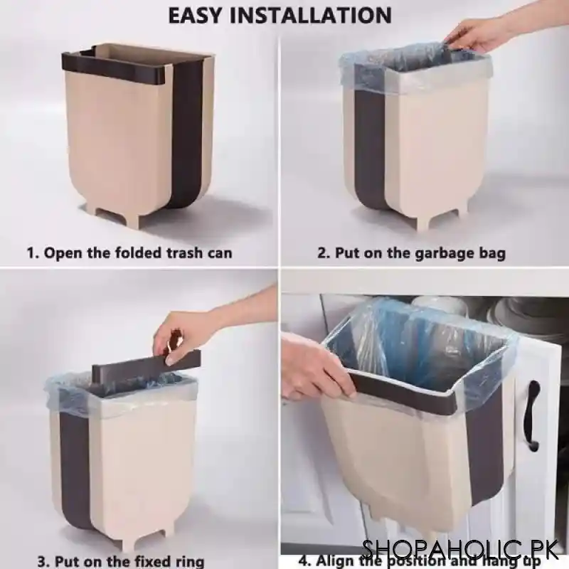 foldable kitchen cabinet door hanging trash bin image3