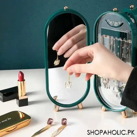 foldable studio style jewelry storage display stand box with mirror image4