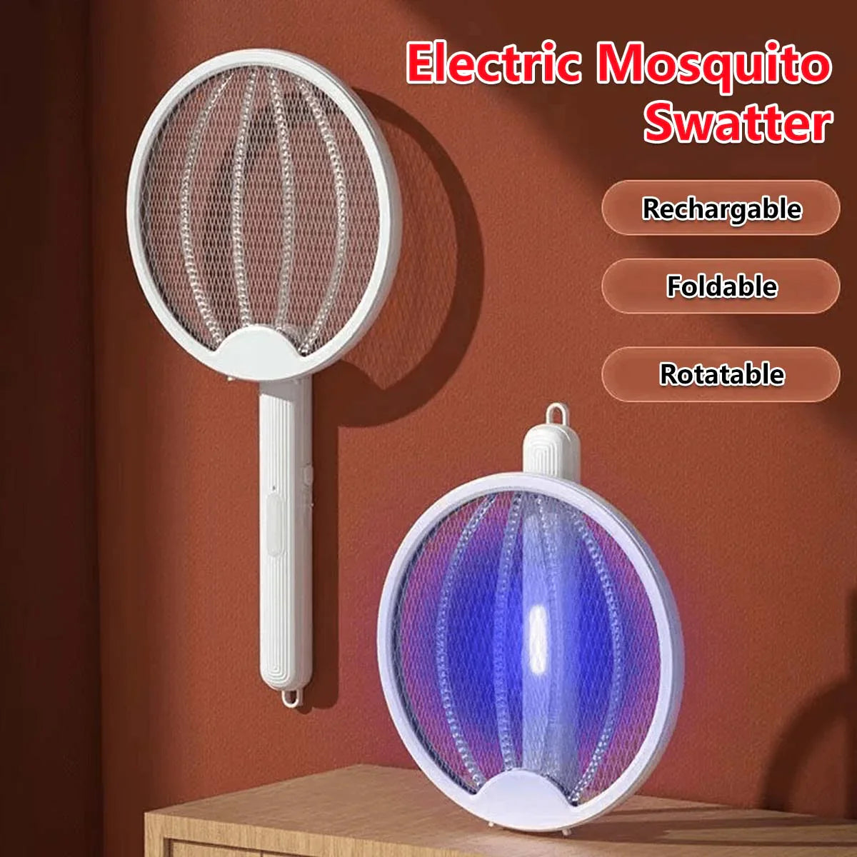 foldable usb rechargeable mosquito killer racket main image