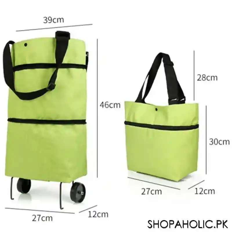 folding shopping pull cart trolley bag with wheels image2