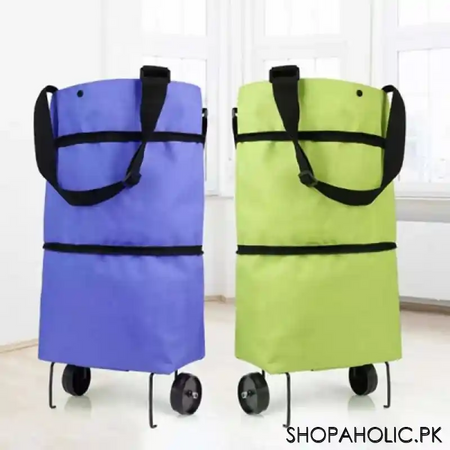 folding shopping pull cart trolley bag with wheels image5