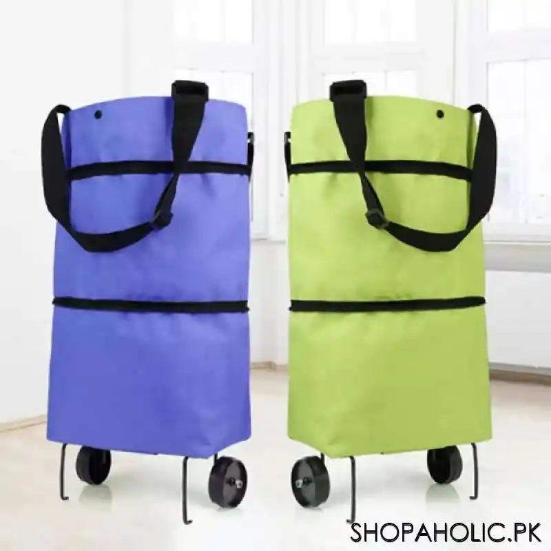 folding shopping pull cart trolley bag with wheels image5