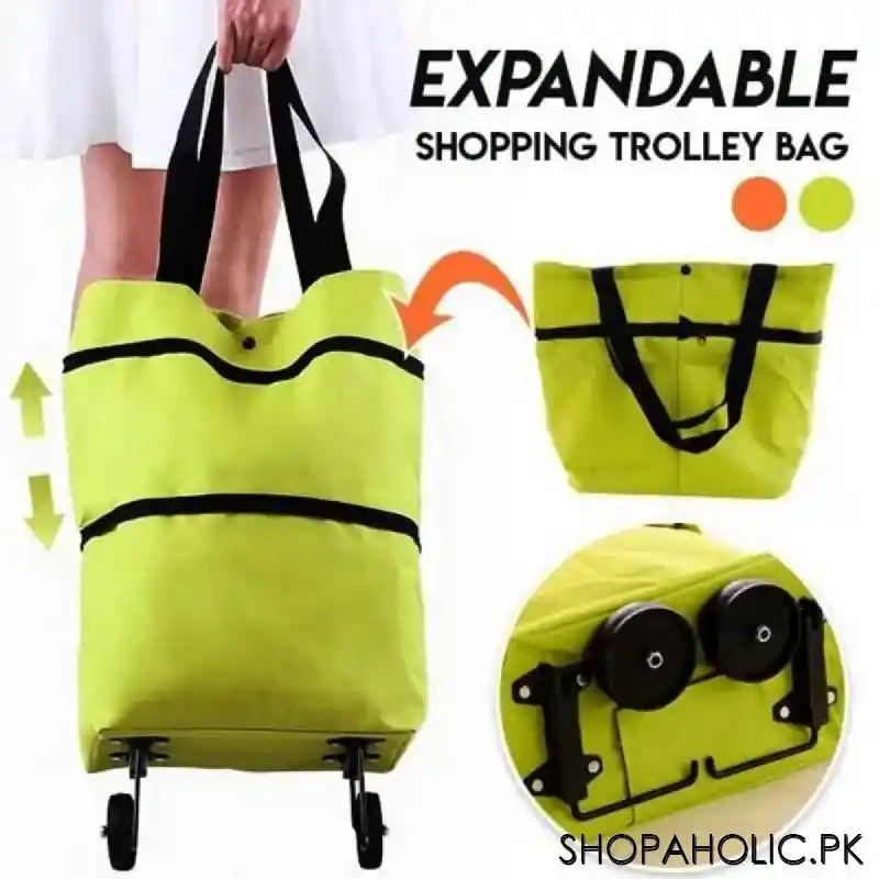 folding shopping pull cart trolley bag with wheels image6