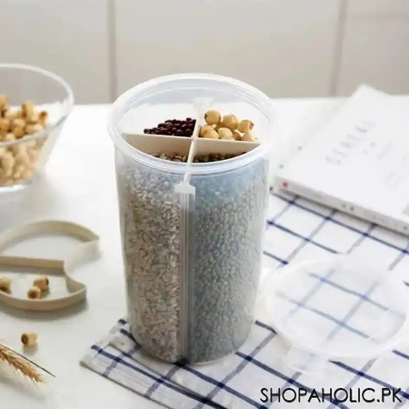 food storage dispenser airtight container jar with 4 sections main image