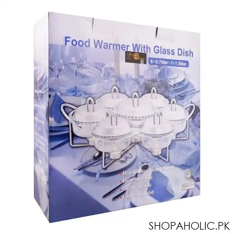 food warmer with glass dish, 6 x 0.7 liters + 1 x 1.5 liters, with candle warmers, k 700 image4