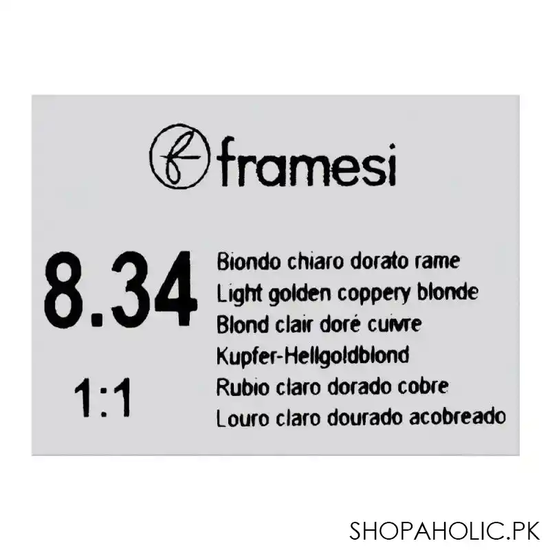 framesi framcolor glamour hair coloring cream, 8.34 light golden coppery blond image5