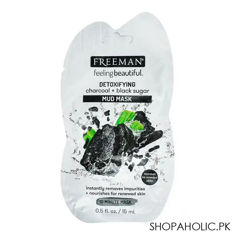Freeman Feeling Beautiful Detoxifying Charcoal + Black Sugar Mud Face Mask, Normal To Combo Skin, 15ml - Main Image