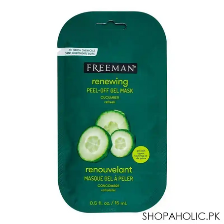 freeman renewing cucumber refresh peel off gel face mask, for all skin types, 15ml main image