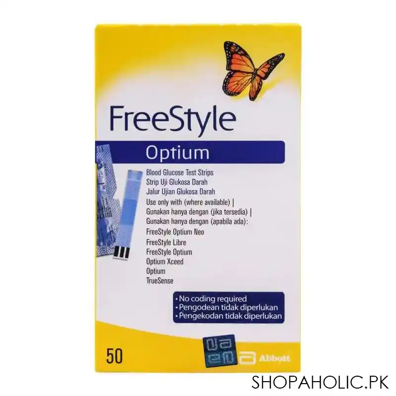 freestyle optium blood glucose test strips, 50 count main image
