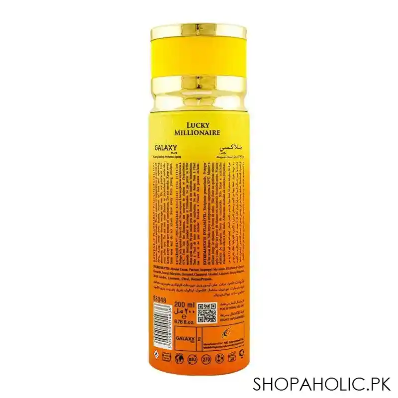 galaxy concept lucky millionaire pour homme perfume body spray, for men, 200ml image2