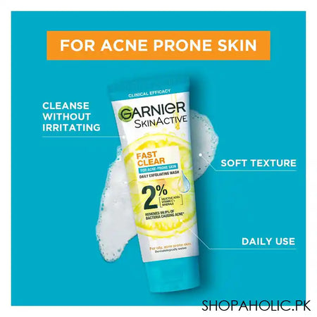 Garnier Fast Clear Facewash For Acne Prone Skin, 100ml - Image 6
