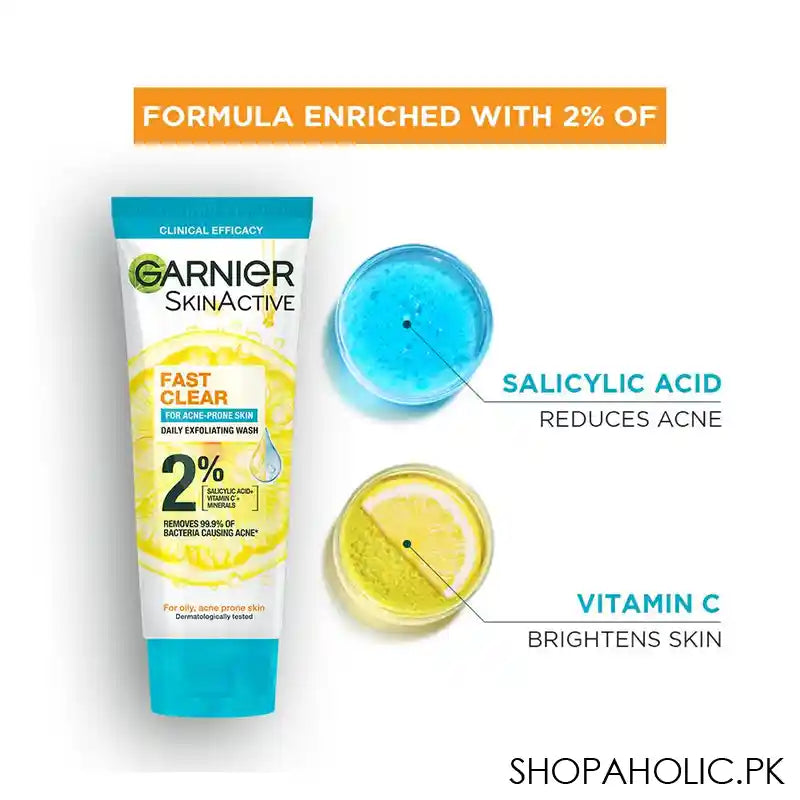 Garnier Fast Clear Facewash For Acne Prone Skin, 100ml - Image 5