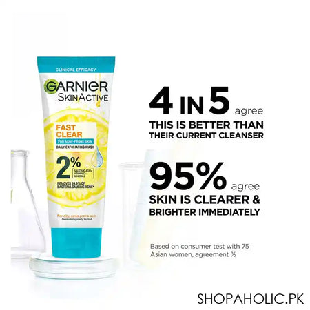 Garnier Fast Clear Facewash For Acne Prone Skin, 100ml - Image 3