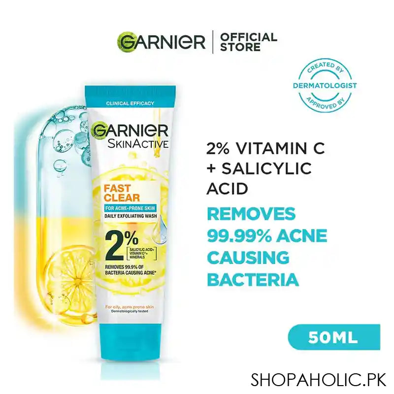 Garnier Fast Clear Facewash For Acne Prone Skin, 50ml - Image 8