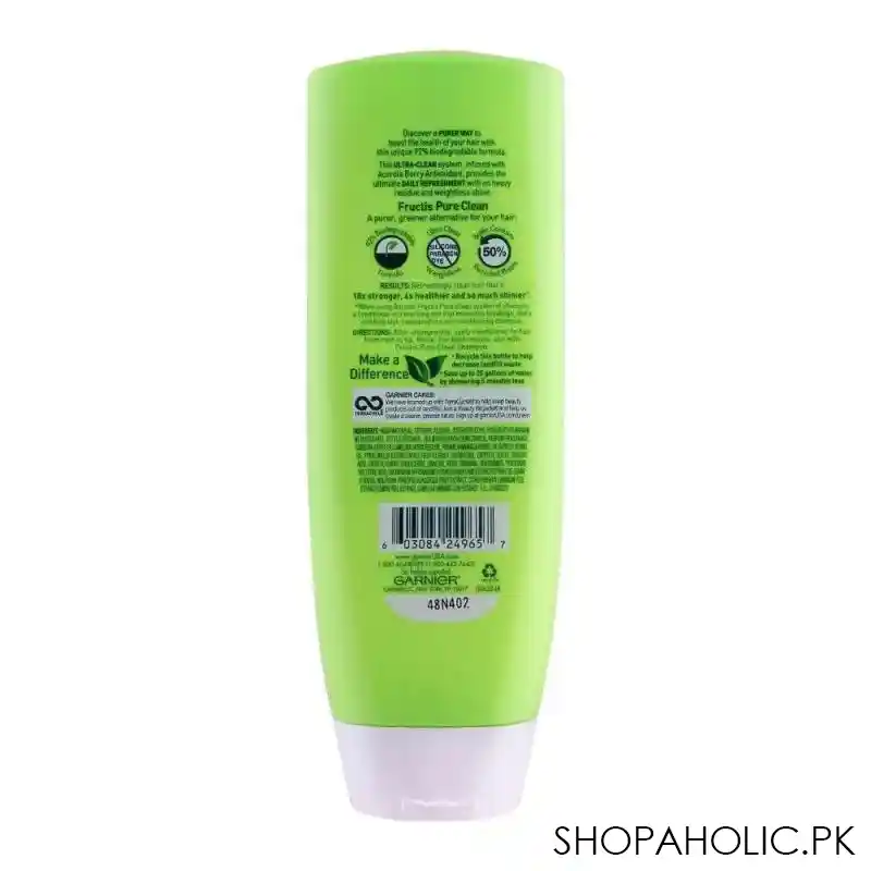 garnier fructis pure clean fortifying conditioner, normal hair, paraben & silicone free, 370ml image2