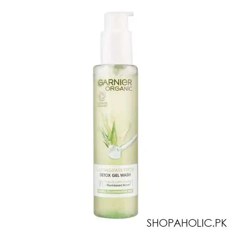 garnier organic lemongrass fresh detox gel wash, normal to combination skin, 150ml main image