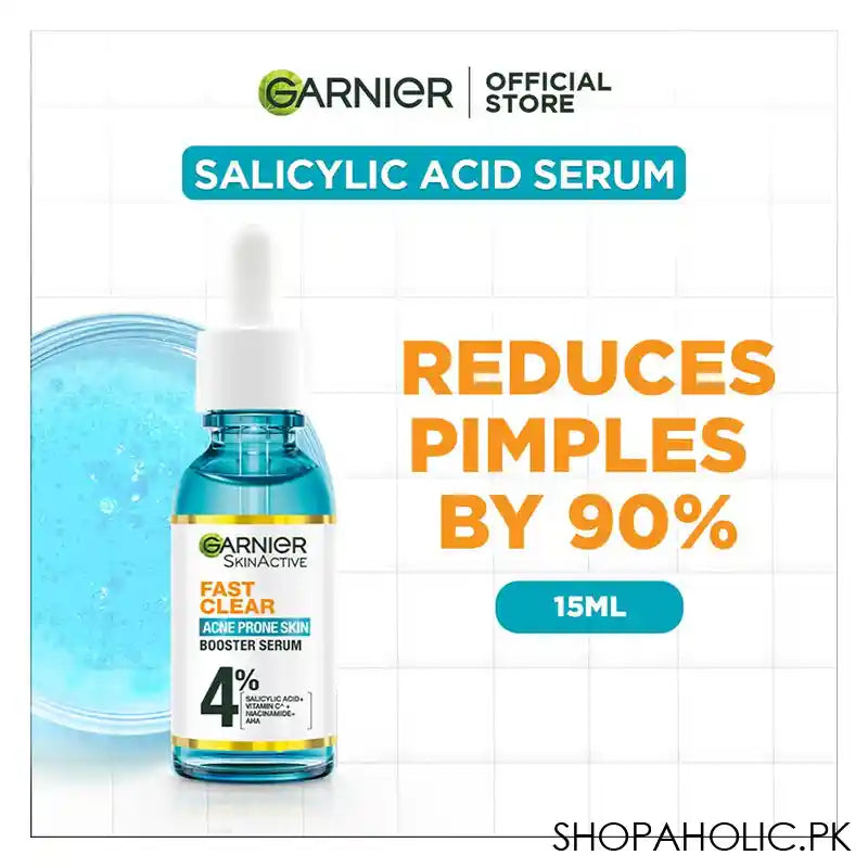 Garnier Skin Active Fast Clear Booster Face Serum, For Acne Prone Skin, With Salicylic Acid, 15ml - Image 2