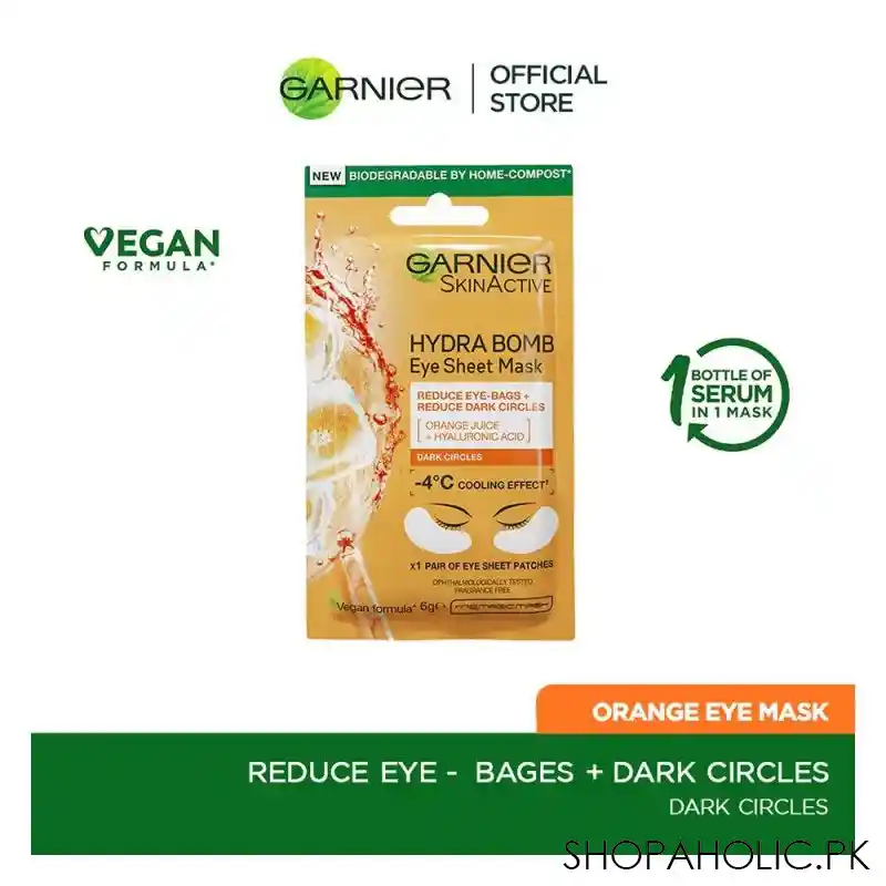 garnier skin active hydra bomb eye tissue mask, 6g main image