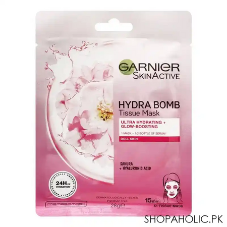 garnier skin active hydra bomb ultra hydrating glow boosting face mask, for dull skin, 32g image2