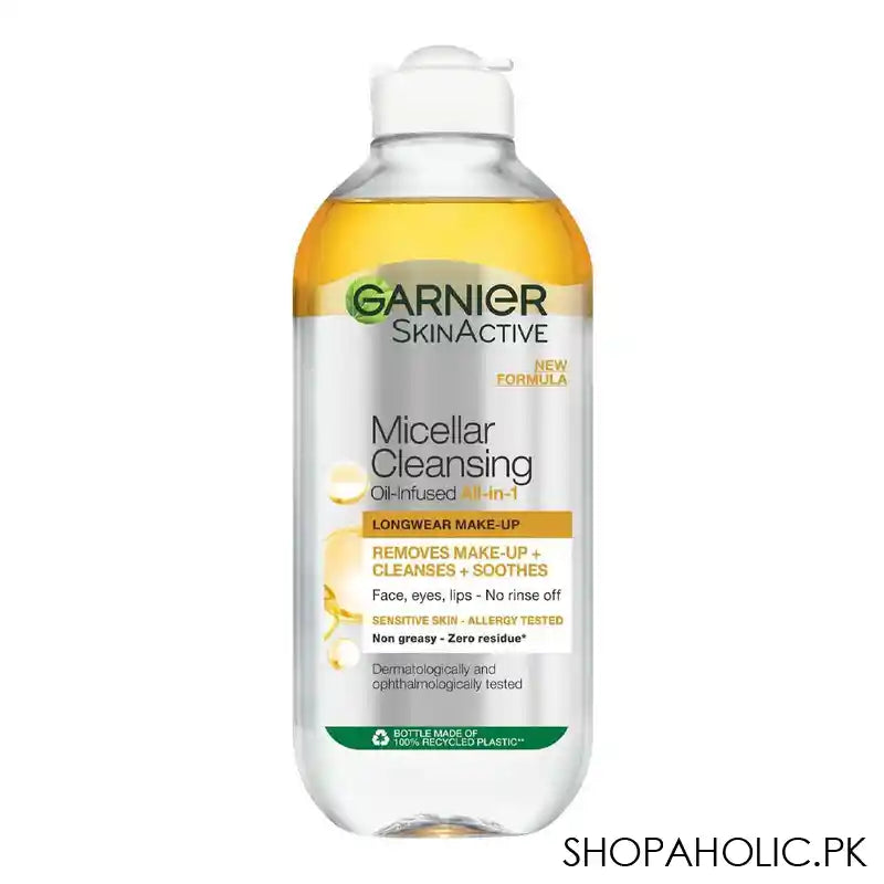 Garnier Skin Active Micellar Cleansing Oil Infused Water All-in-1 Longwear Make Up, UK, 400ml - Main Image
