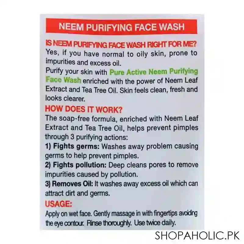garnier skin active pure active neem purifying face wash, for normal to oily skin, 100ml image4