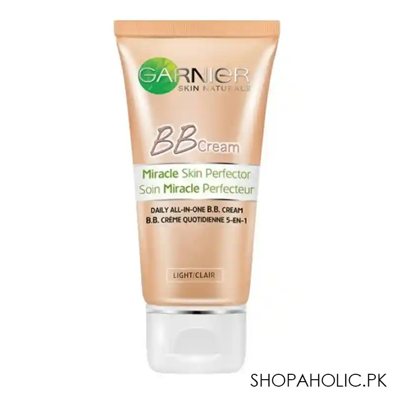 garnier skin naturals miracle skin perfector 5 in 1 daily moisturizer bb cream, light, 50ml main image