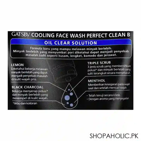 Gatsby Oil Clear Solution Perfect Clean Face Wash, Image 2