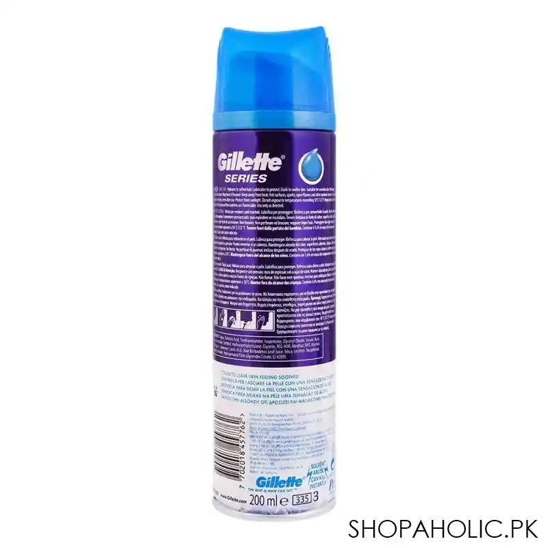 gillette series 3x action sensitive cool shave gel, 200ml image2
