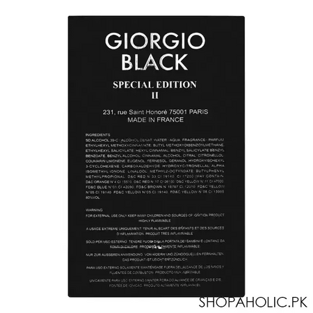 giorgio black special edition ii eau de parfum, fragrance for men, 100ml image2