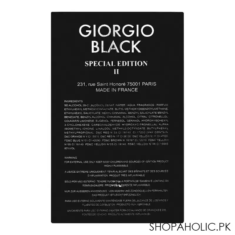 giorgio black special edition ii eau de parfum, fragrance for men, 100ml image2