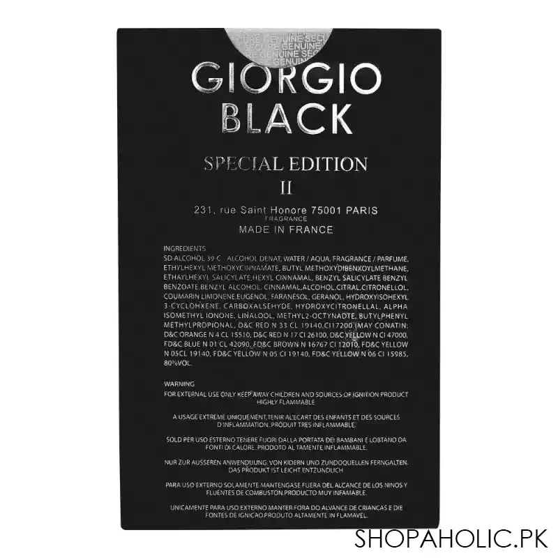 giorgio black special edition ii intense eau de parfum, fragrance for men, 100ml image2