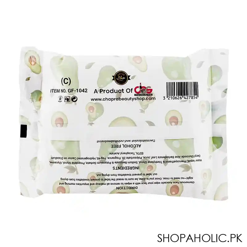 Glamorous Face Avocado Face And Body Cleansing Wipes, GF1042, 30-Pack - Image 2