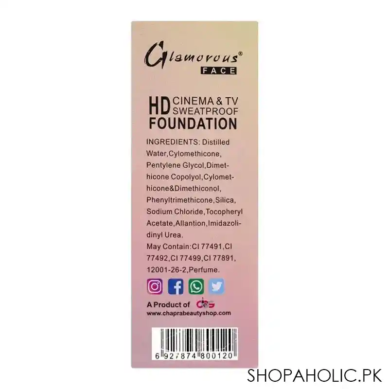glamorous face hd cinema & tv waterproof long lasting foundation, 01 natural buff, gf7822, image2