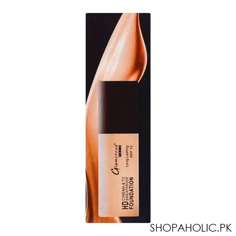 glamorous face hd cinema & tv waterproof long lasting foundation, 01 natural buff, gf7822, image4
