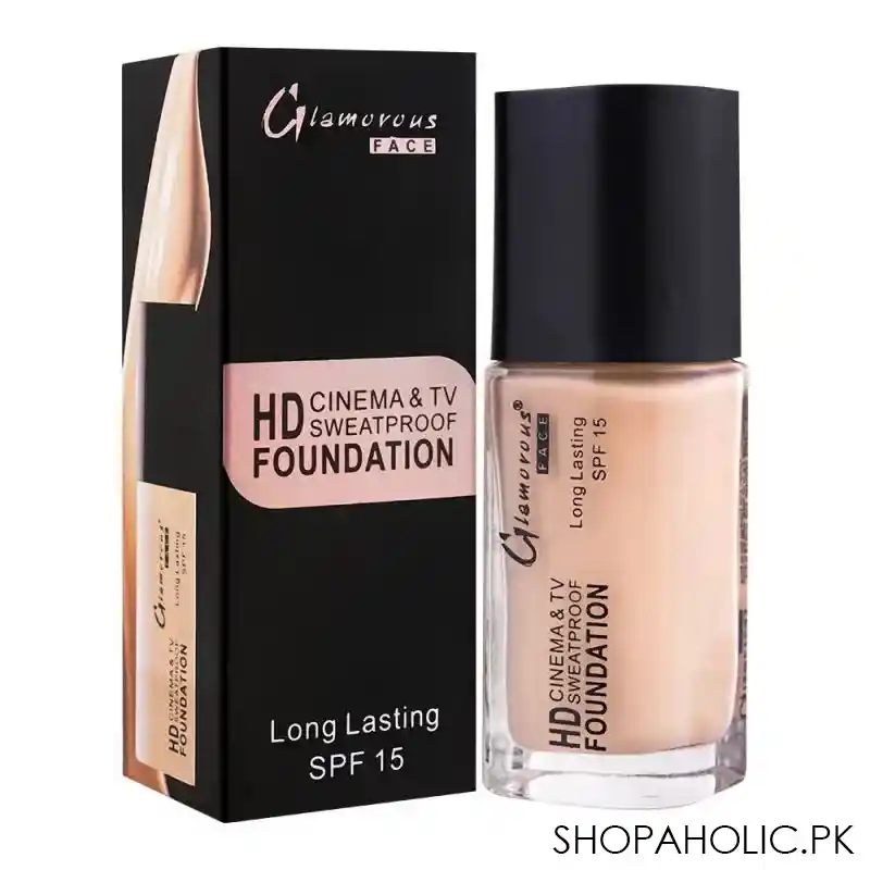 glamorous face hd cinema & tv waterproof long lasting foundation, 01 natural buff, gf7822, main image